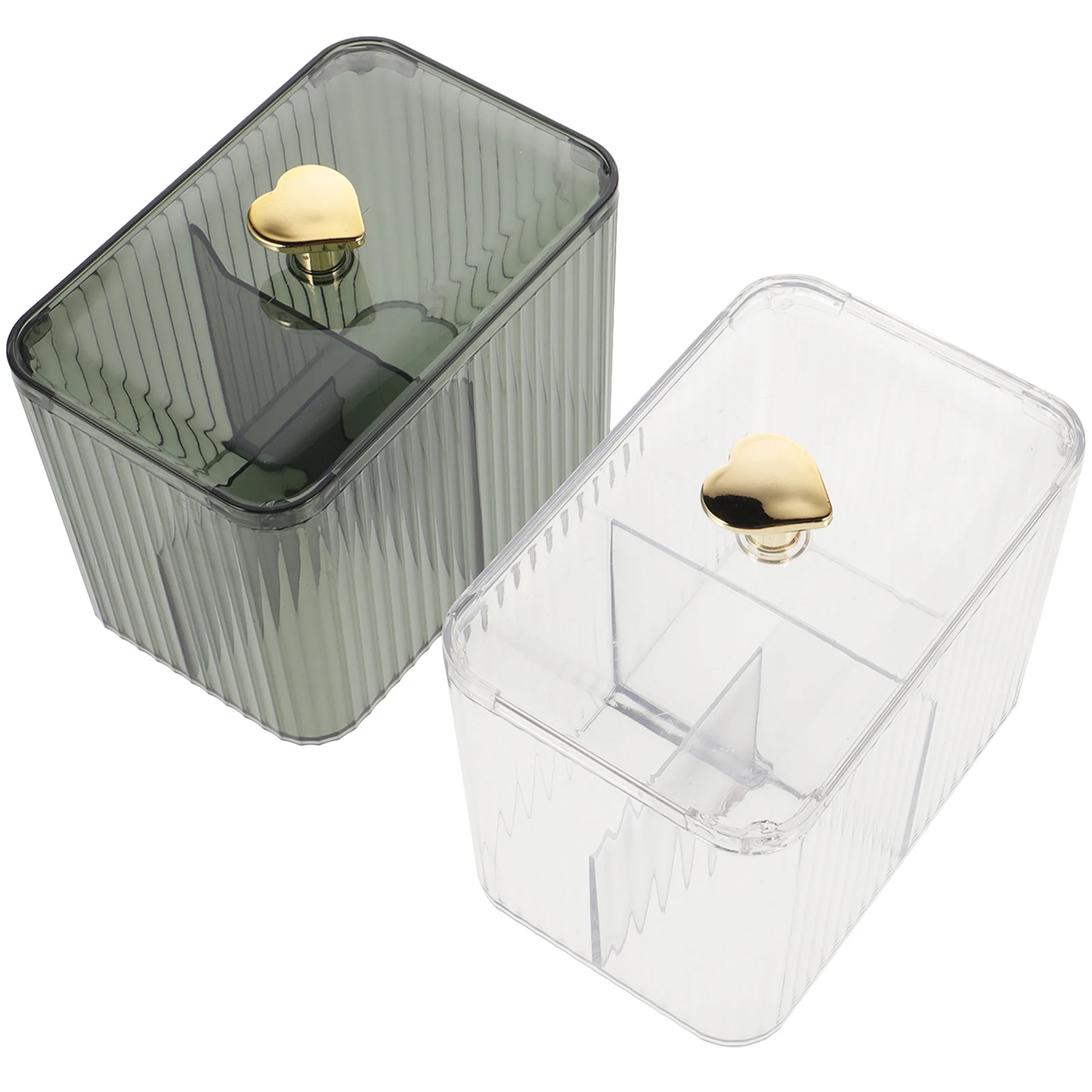 

2pcs Compartment Cotton Swab Storage Box Clear Makeup Organizer For Cotton Pads Swabs Toothpicks Household Storage Container