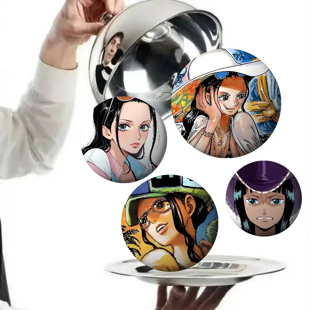 One Piece Nico Robin Badges Round Brooch Cute Cartoon Idol Cosplay Badges DIY Backpack Clothing Jewelry Pins - view 2