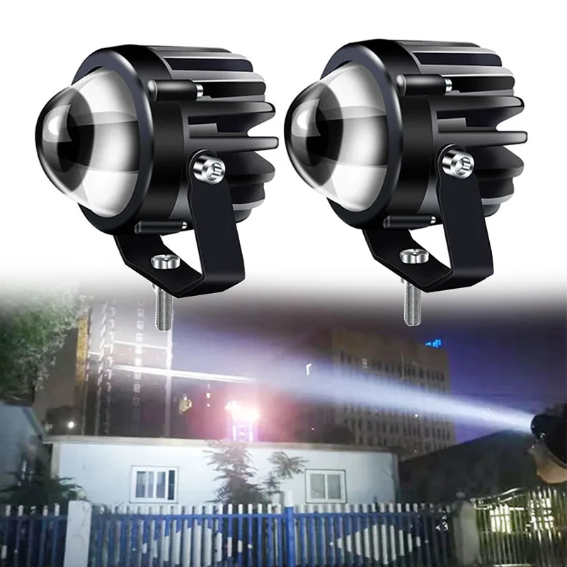 

2X12V-80V Универсальный светодиодный лазерный прожектор, линзы противотуманных фар, проекторы внешнего света 6000K, вспомогательный свет для мотоцикла в сборе.