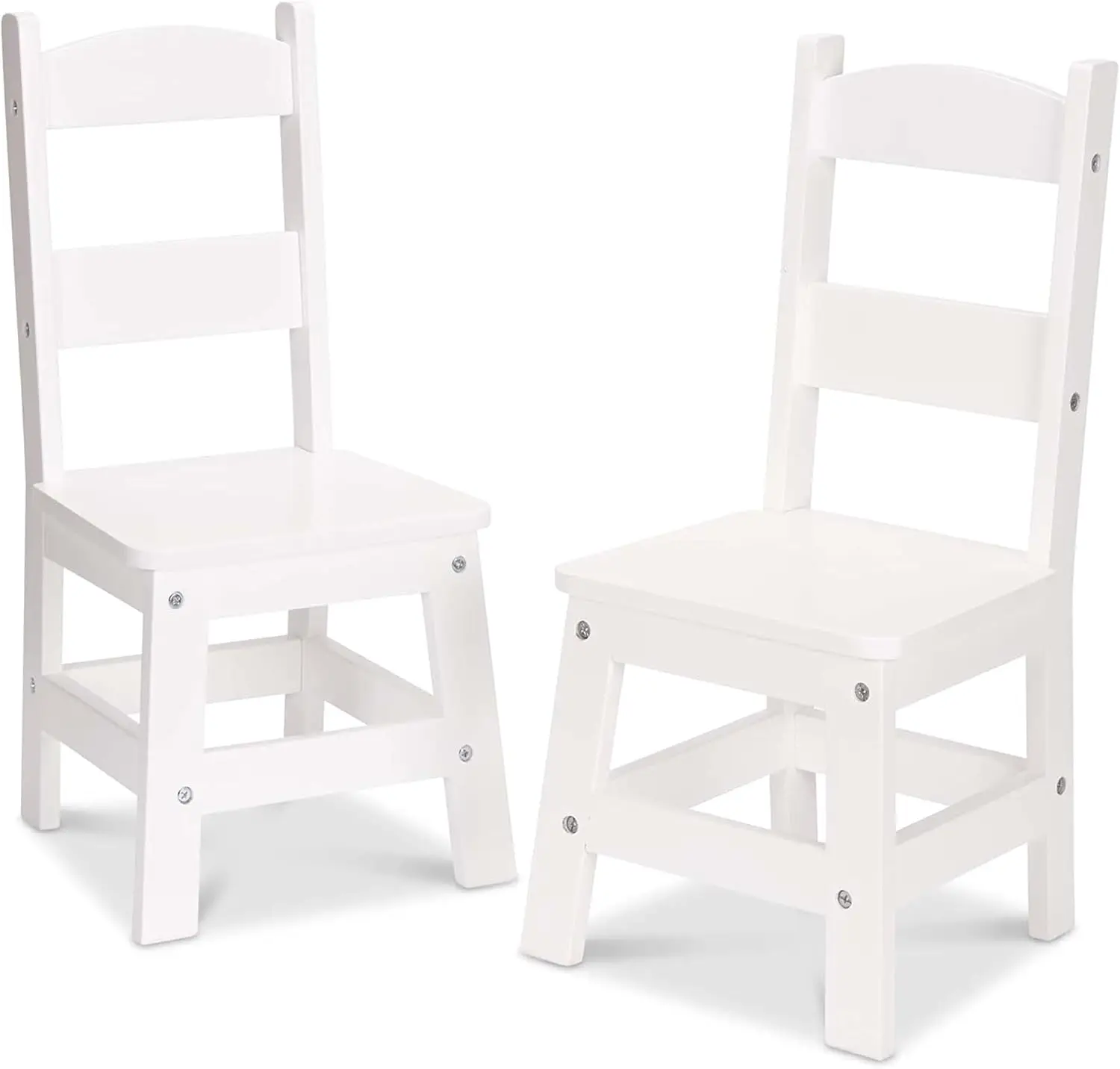 

Kids Wooden Chairs Set of 2, White Playroom Furniture with Tip-Resistant Design for Ages 3-8