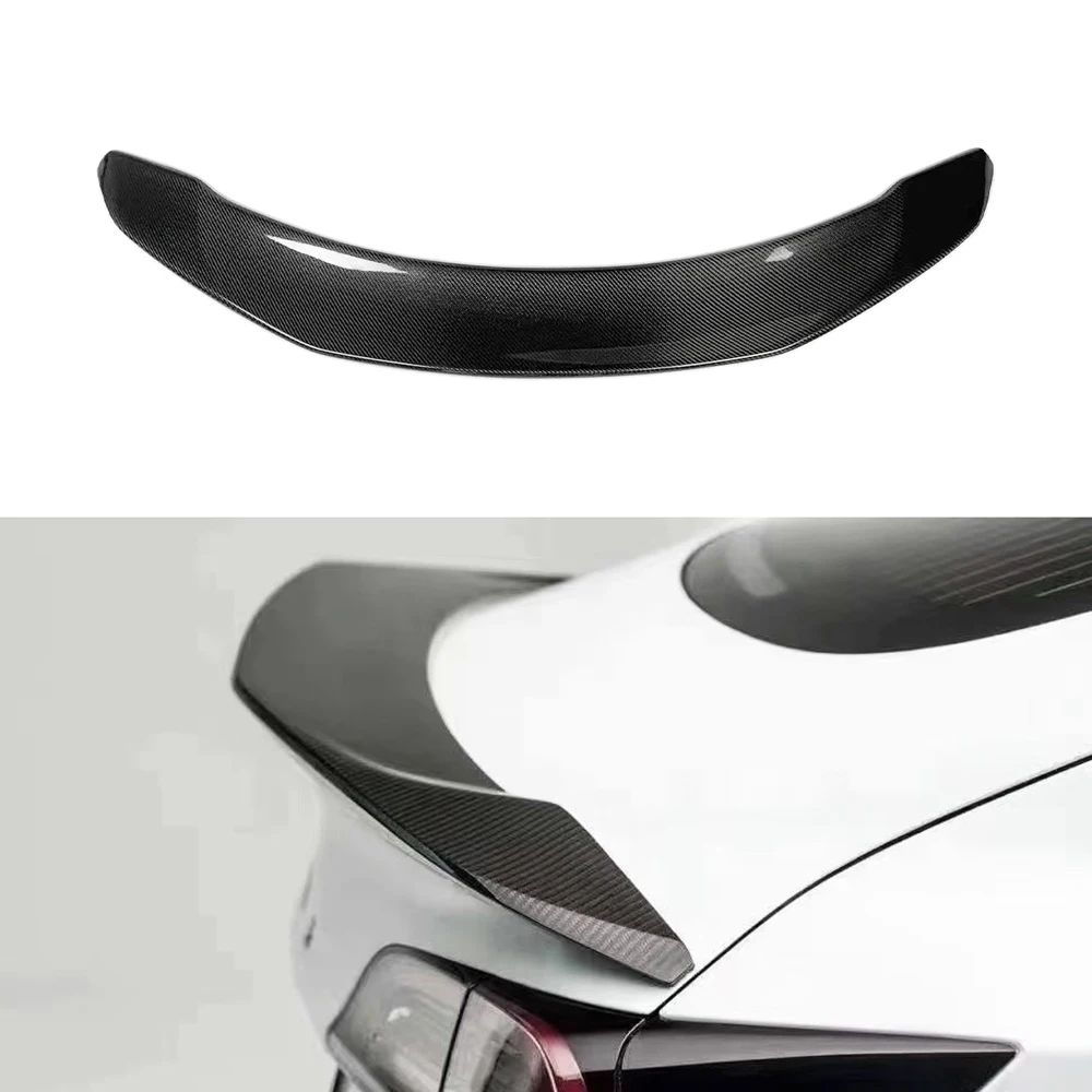 Car Accessories V Style High Polished Carbon Fiber Rear Spoiler (Replacement) for Tesla Model 3 (Fitment Tested)