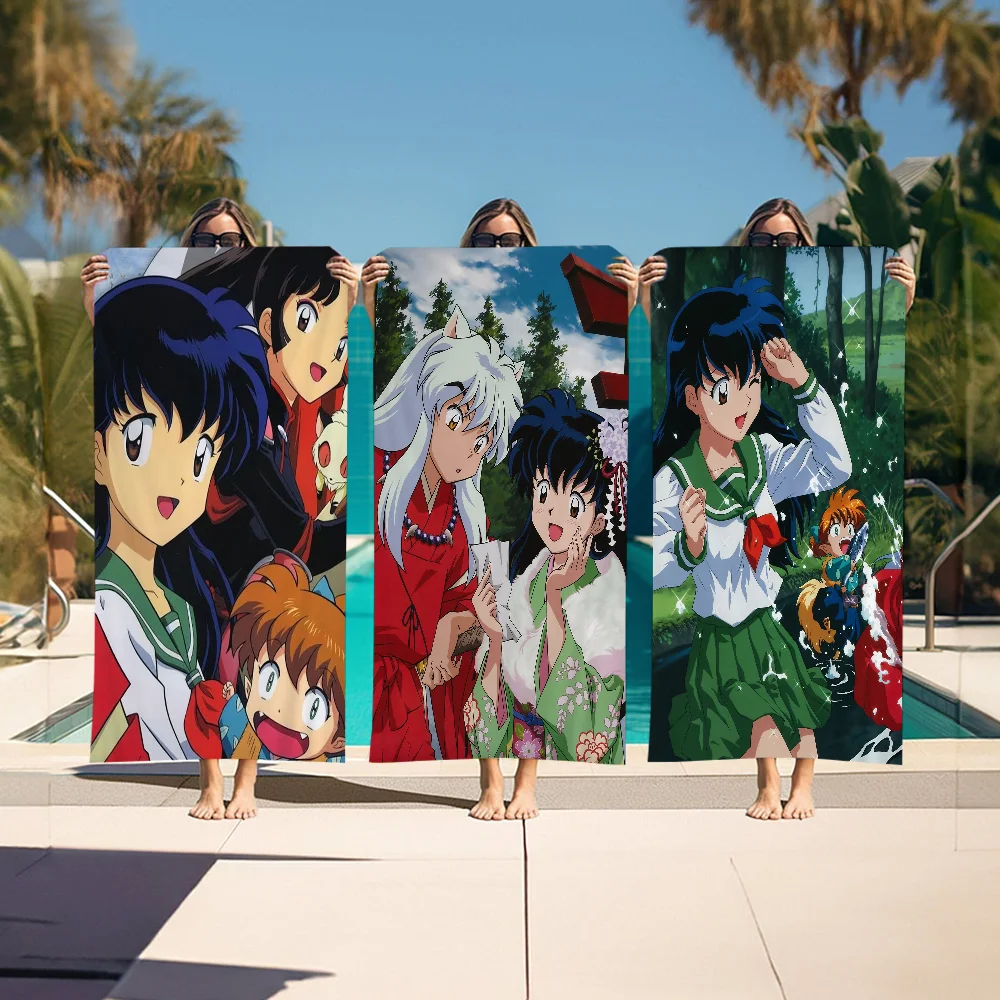 Hot Japan Anime Inuyasha Higurash Beach Towel Colorful Bath Towels For Girl Microfiber Quick Dry Sand Beach Yoga Spa Gym Pool