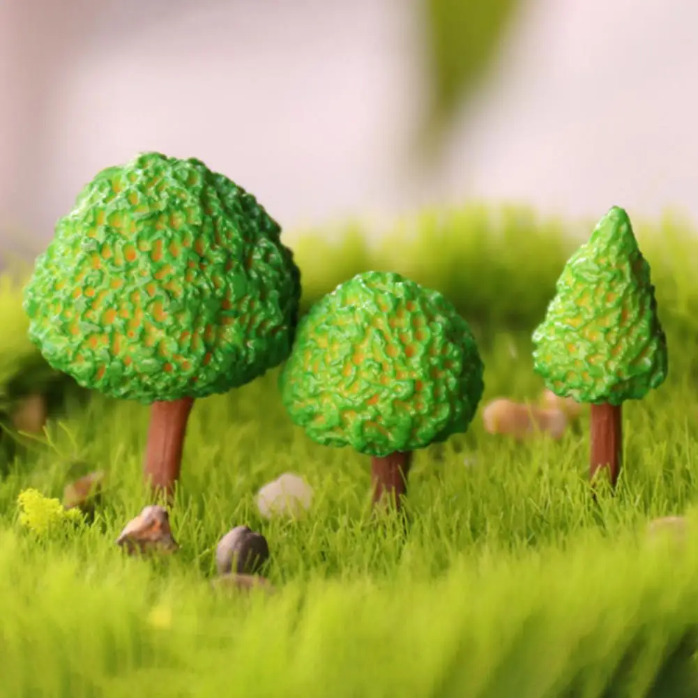 Micro Landscape Accessory 3 Pcs Mini Tree Figurines Set Tiny Artificial Greenery Models Micro Landscape Fairy Garden for Diy