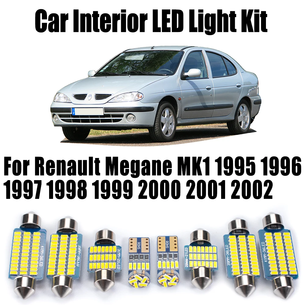 

10 шт. светодиодный комплект внутреннего освещения багажника с картой для Renault Megane 1 I MK1 1995 1996 1997 1998 1999 2000 2001 2002 автомобильные аксессуары