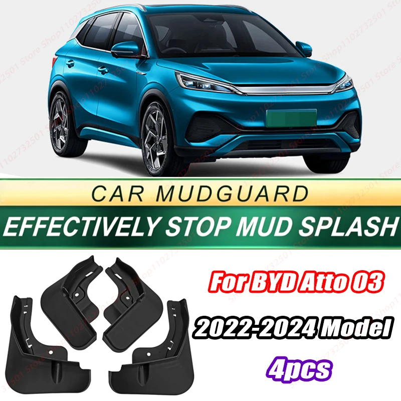 For BYD Atto 03 2022-2024 Model 4PCS Front Rear Mud Flaps Splash Guards Fender Mudguards Auto Accessories