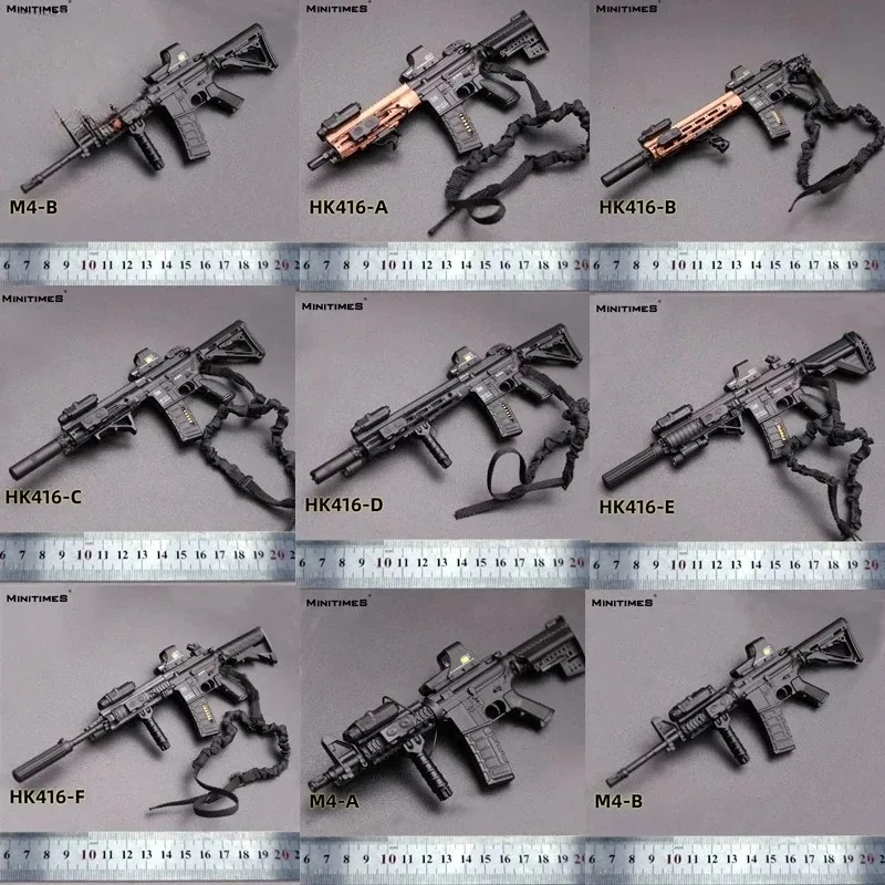 JEU MINITIMES 1/6 Scale HK416 M4 Toys Soldier Accessory Assemble Gun Model Action Figures Scene Accessories
