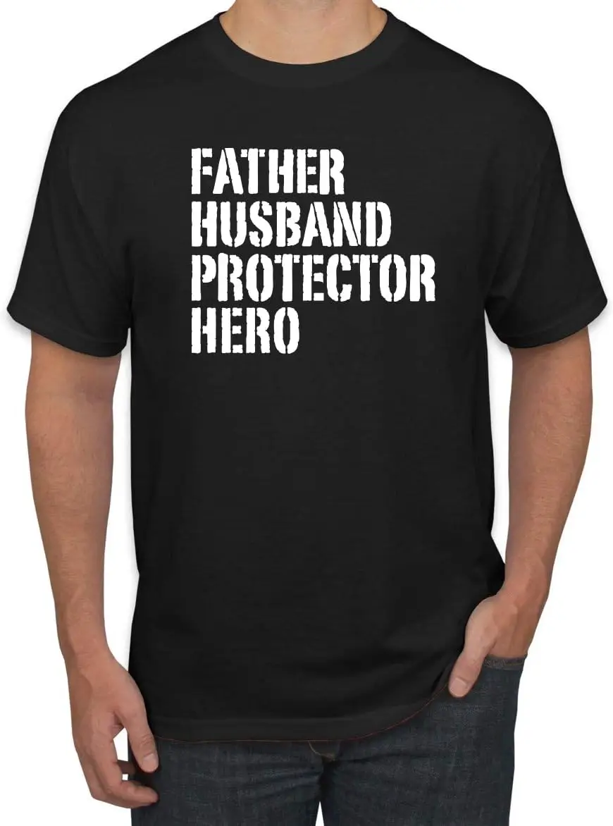 Wild Bobby Father Husband Protector Hero Best Dad Husband Father Gift | Mens Father's Day T-Shirt, Black, Medium