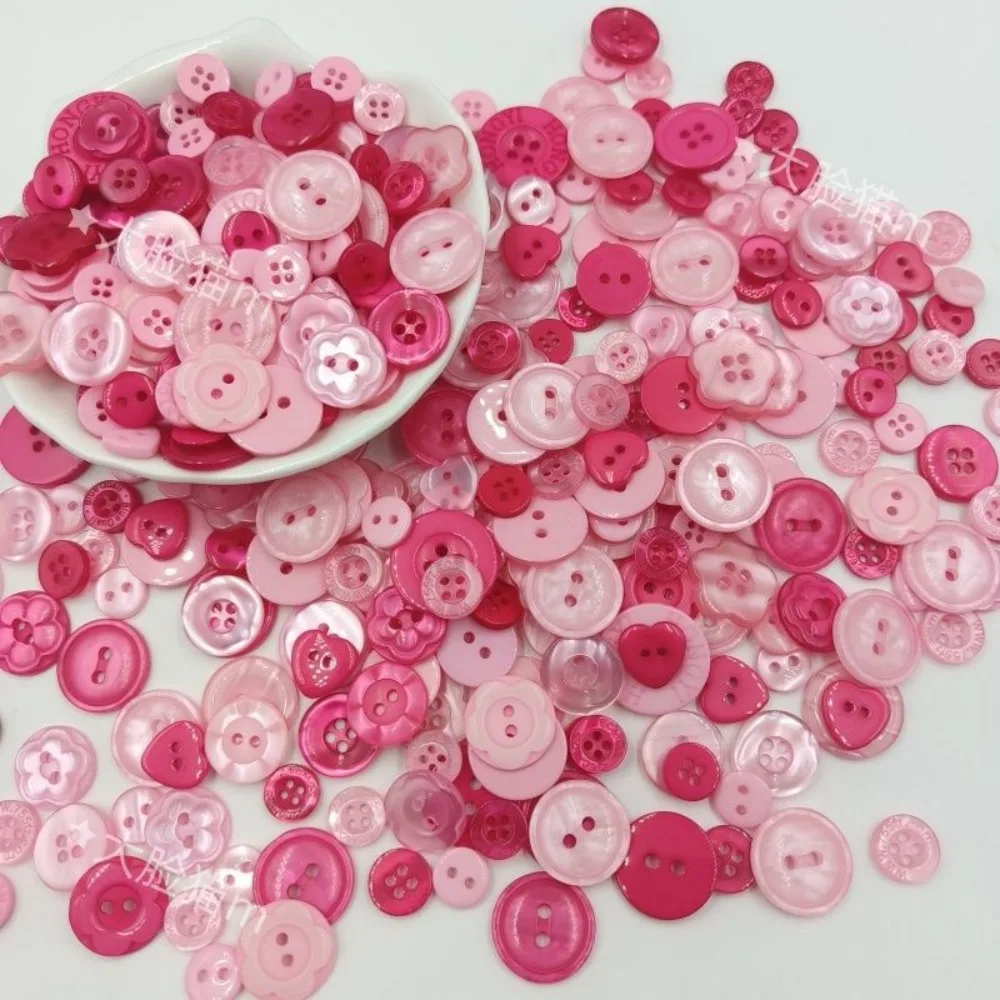 50Pcs Cute Pink Buttons, Mixed Color DIY Apparel Sewing Supplies Jewelry Accessories Decorative Baby Clothes Handbook Buttons