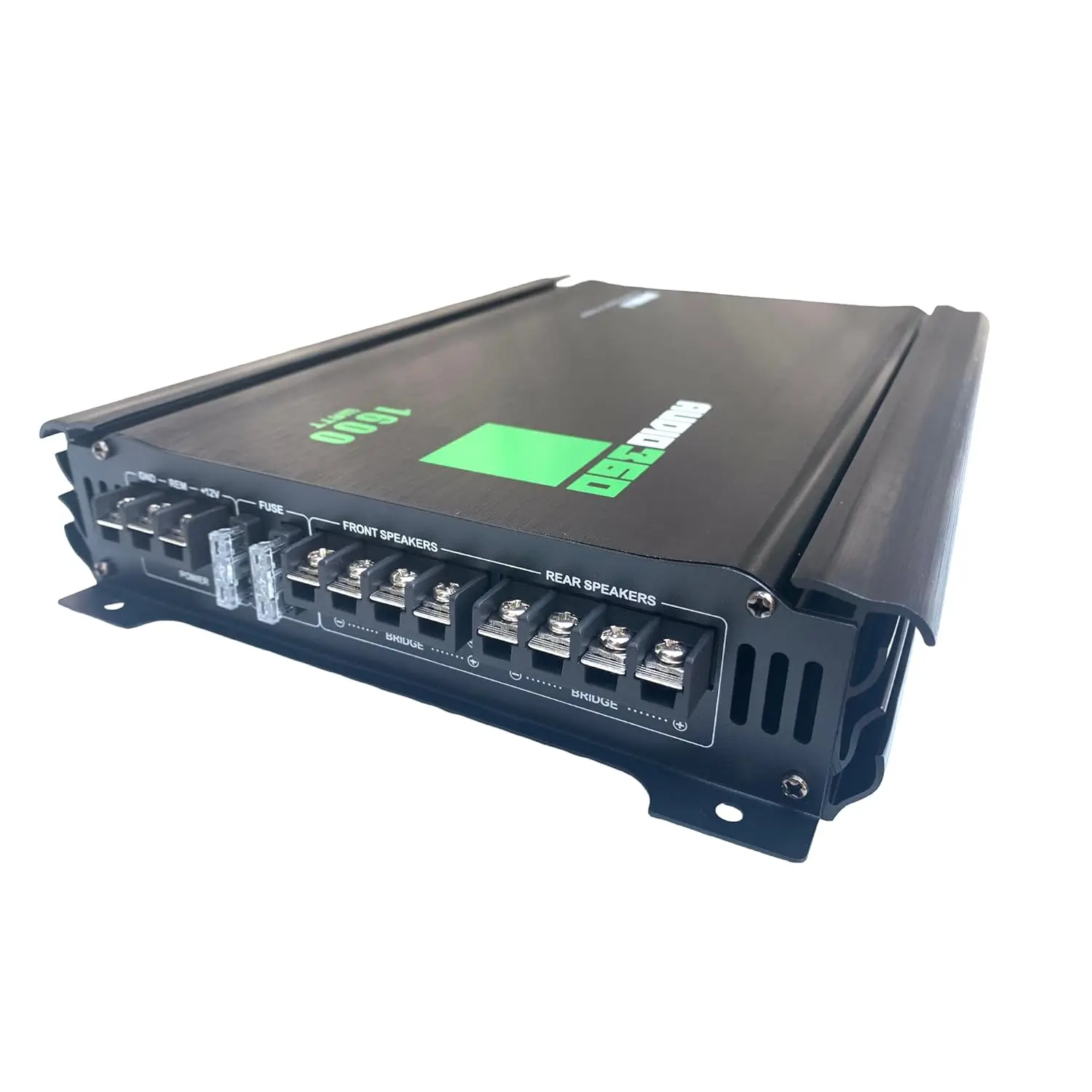 Audio360 AD1600.4 4-Ch Car Amp، 1600W Max، Compact Class AB، Bridgeable، صمامات مزدوجة 25A، 90dB SNR