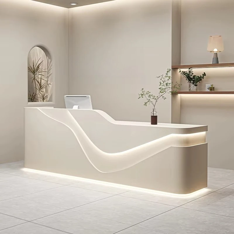 2025 New Style Simple Beauty Salon Reception Desk Clothing Store Small Bar Table Register Customization Desk