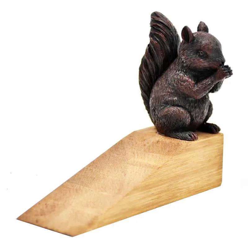 American Country Cute Squirrel Bamboo Door Stopper Anti-collision Windproof Creative Door Stop Top Card Fixed Door Plug Wedge