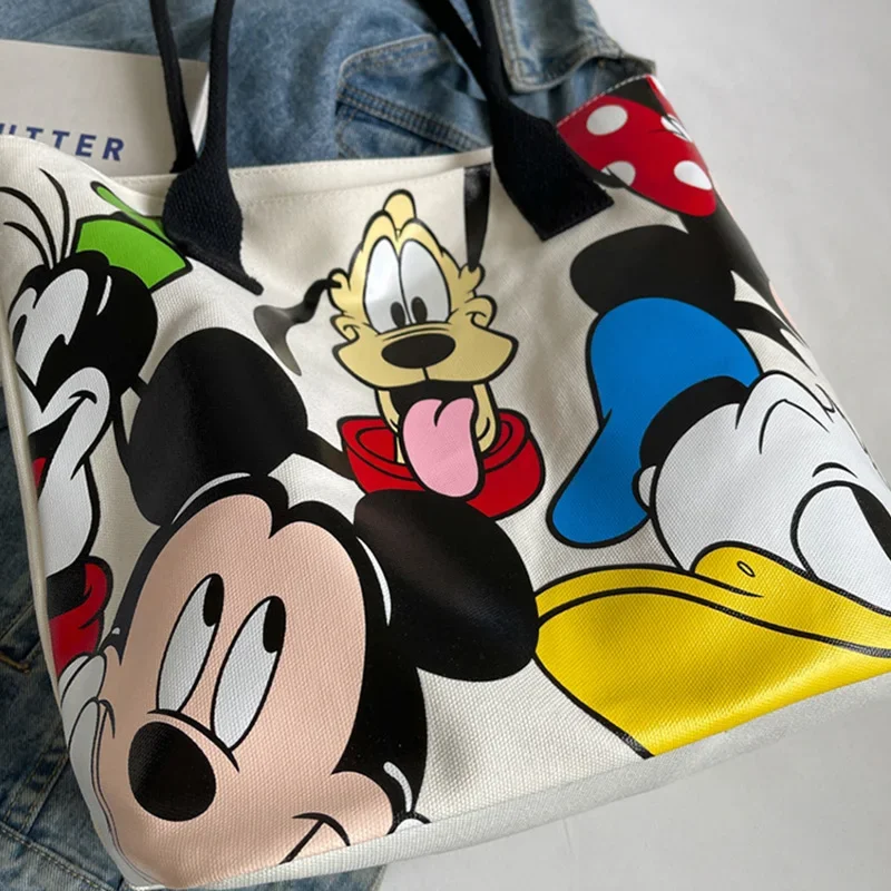 Disney Donald Duck Large Capacity Women\'s Shoulder Bag Stitch Canvas Bag Women\'s Simple Student Handbag School Bag