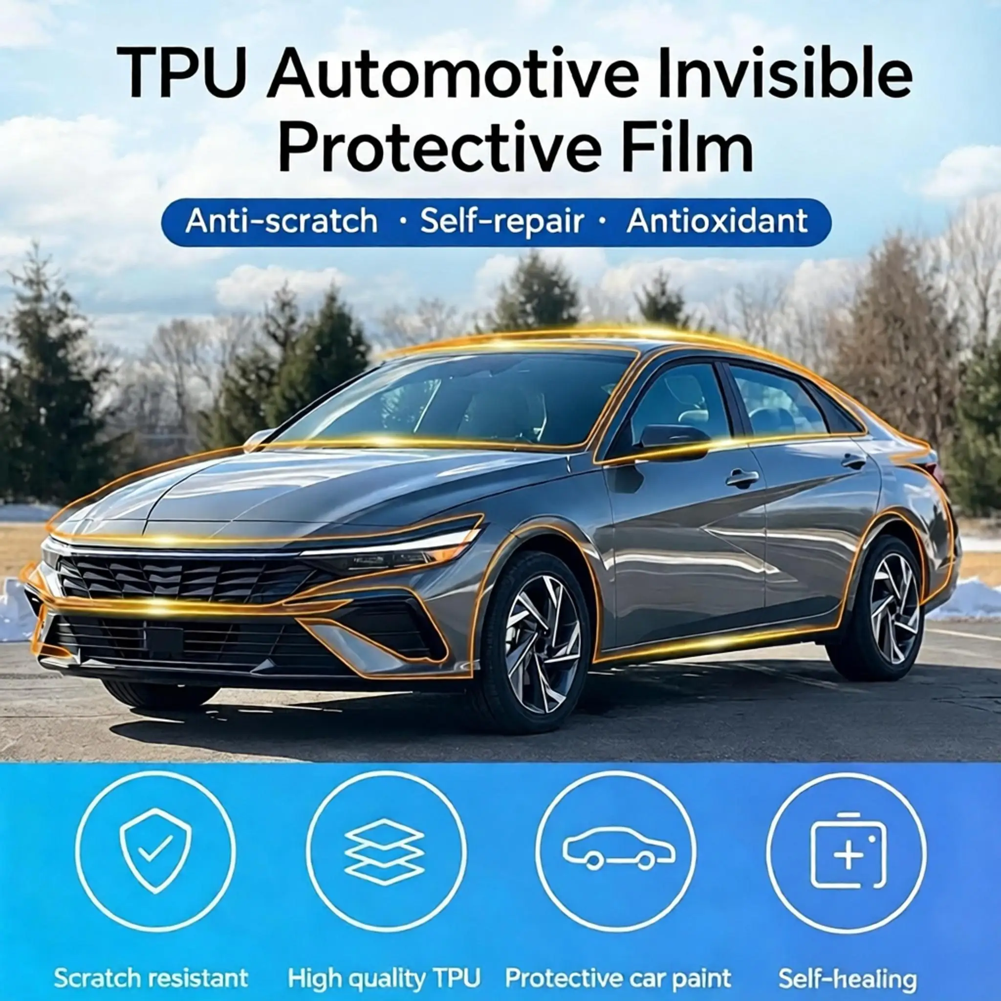 9Mil TPU Bumper Paint Protection Film For Hyundai Elantra 2023-2026 Pre-cut PPF Kit Clear Bra Car Body Anti-Scratch Resistant