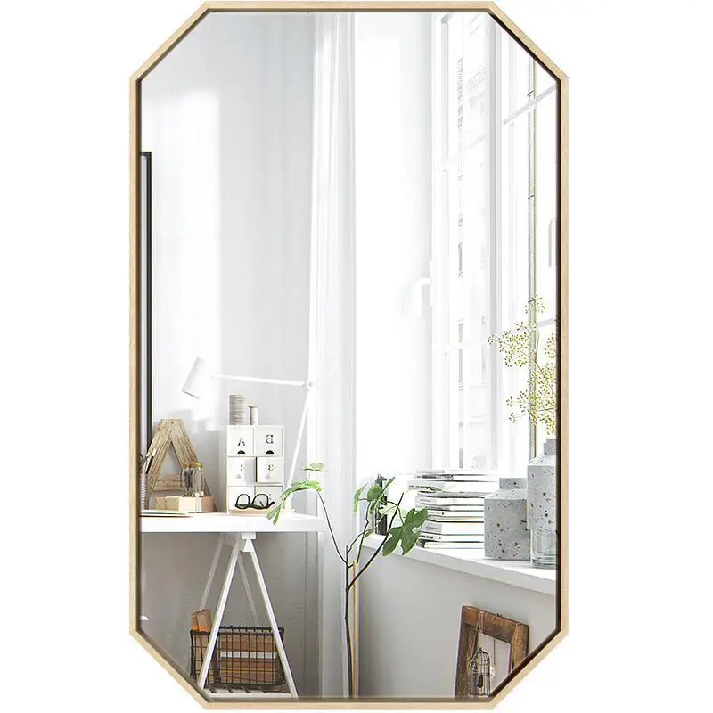 

Nordic octagonal bathroom mirror, bathroom mirror, wall-mounted hotel wall-mounted mirror, wrought iron mirror