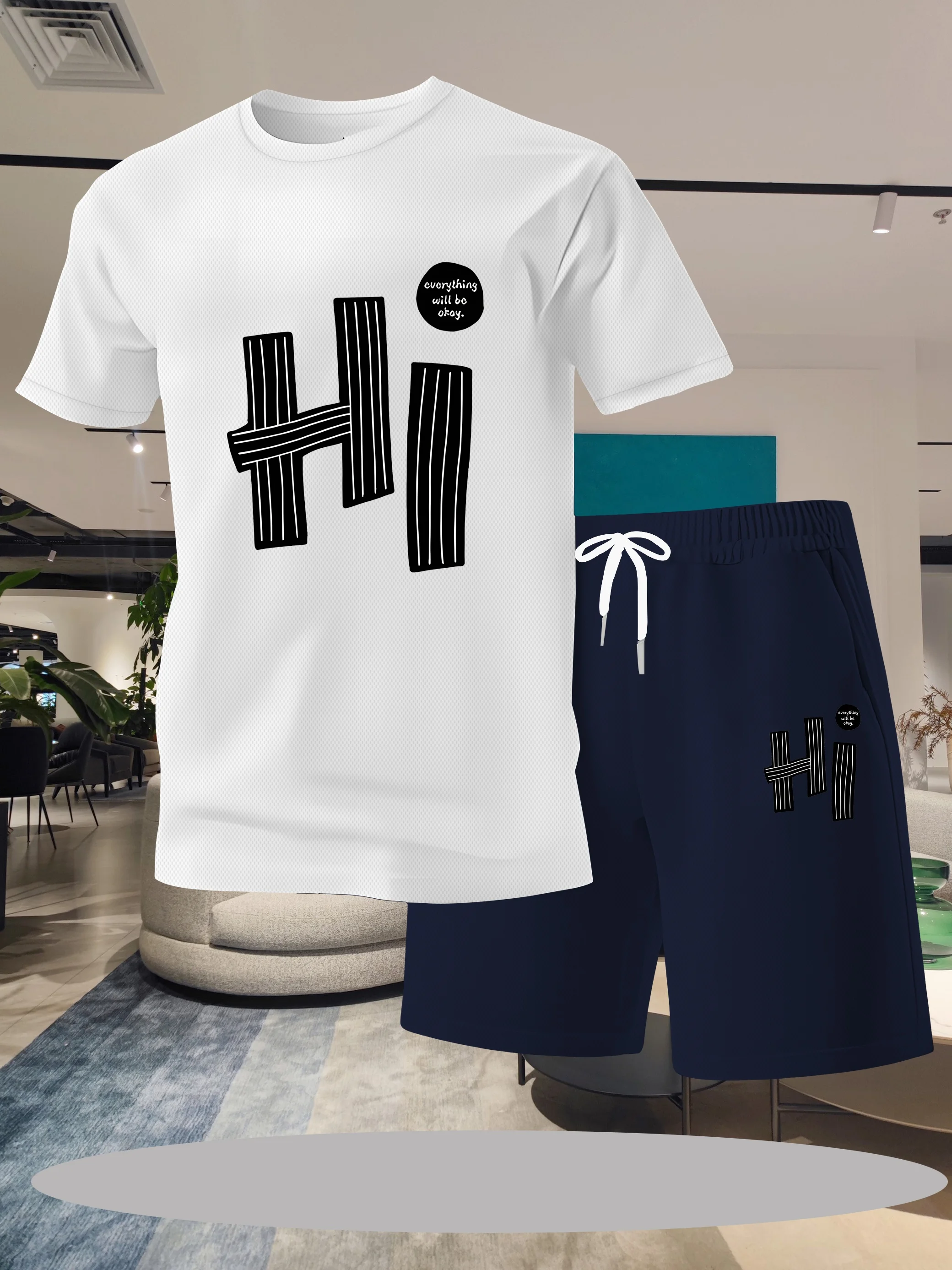 

2025 Simple Men's Summer New Short sleeved Shorts Two piece Outdoor Casual Handsome Men's Solid Color Trendy Set