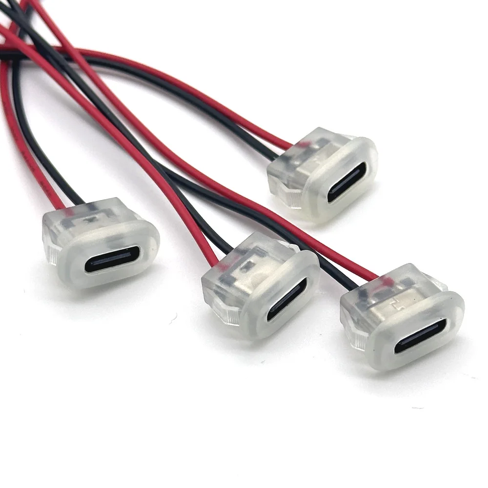 Złącze USB typu C Jack żeński typu C Z klamrą na kartę 3A Wysokoprądowe szybkie ładowanie Port przezroczysty Gniazdo ładowarki — zdjęcie 5