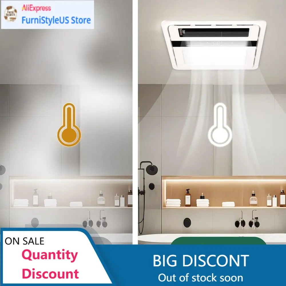 

Популярный вентилятор для ванной 4-в-1: обогреватель 1700 Вт, вентиляционное отверстие 140 см, пульт ДУ, бесшумная работа для круглогодичного комфорта