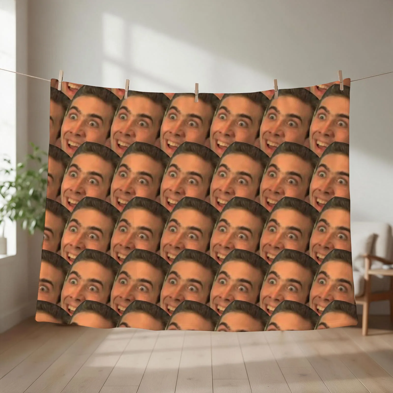 Meme Nicholas Cage - Hilarious Cage Pattern Throw Blanket couch cozy soft plush fuzzy picnic outdoor blanket