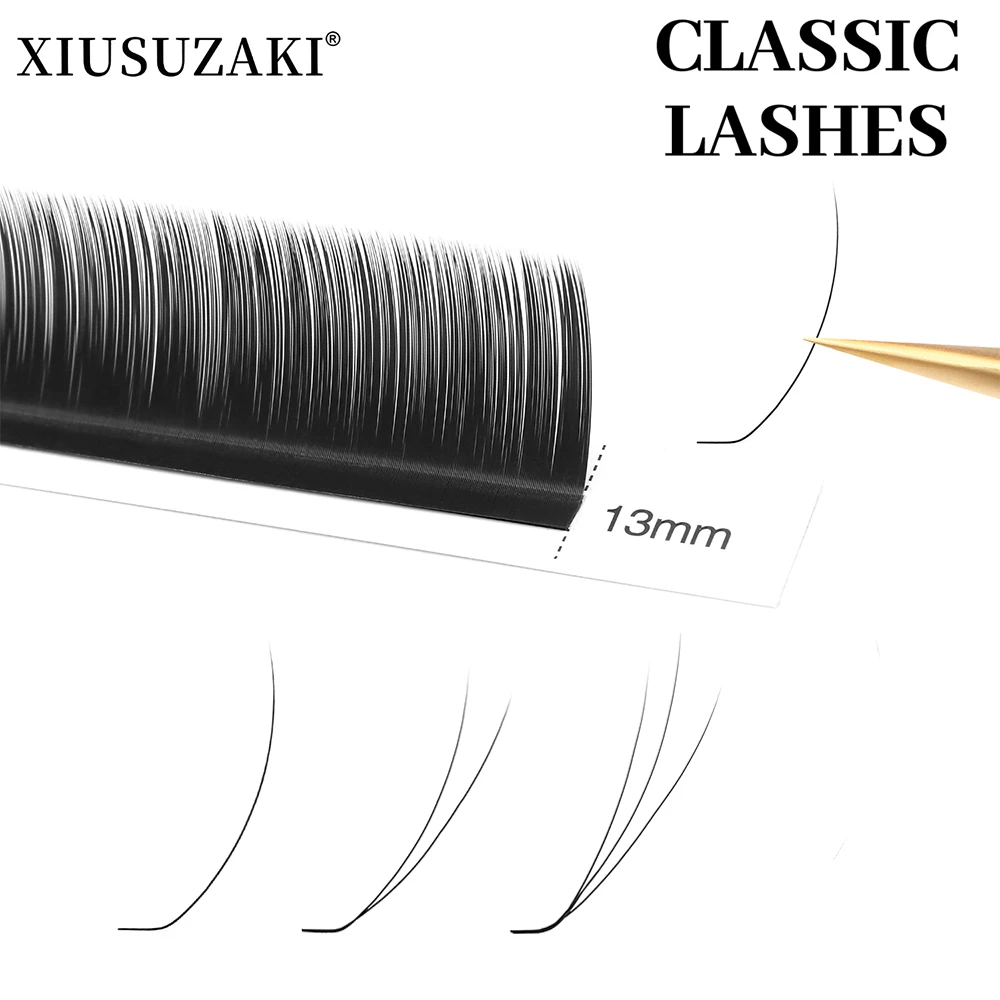 XIUSUZAKI New Classic Individual Flat Ellipse Eyelash Extension Short Stem Premade Fans Volume Single 2D 3D W Lashes Extensions