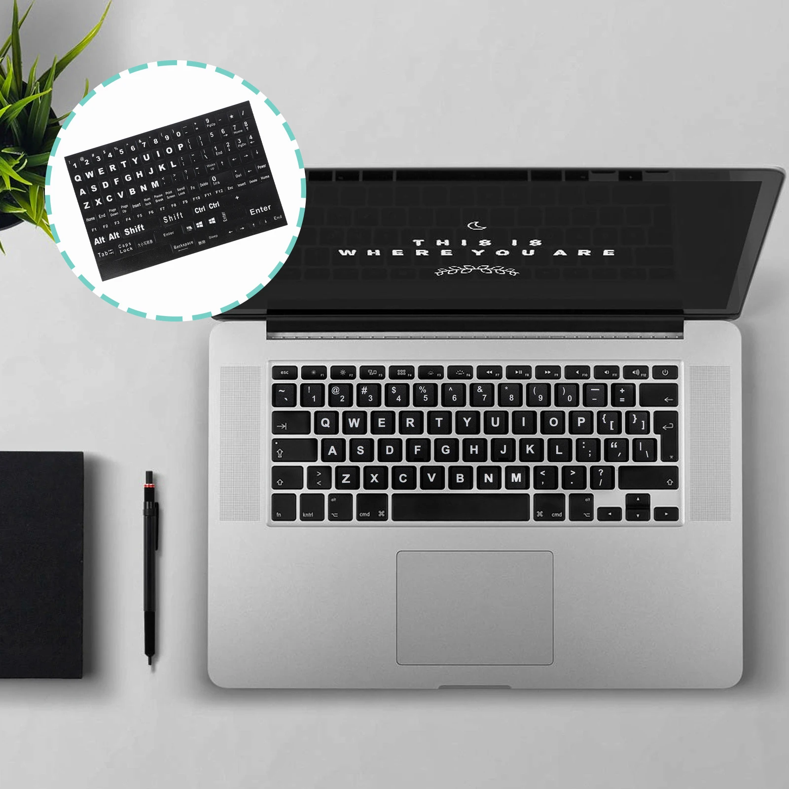 

Replaceable English Keyboard Stickers Sheet Letter Labels for Laptop Desktop Computer Language Accessory Supplies