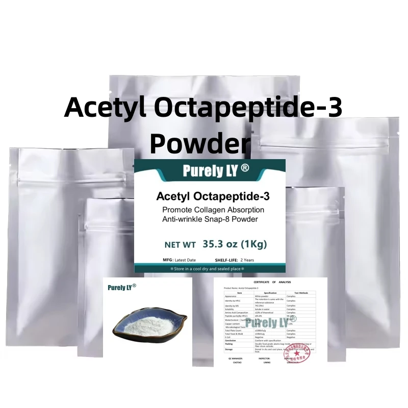 

50-1000 г Косметический пептид Ацетил Октапептид-3 (SNAP-8) для улучшения усвоения коллагена, против морщин, в плоских пакетах из алюминиевой фольги с застежкой-зиплок