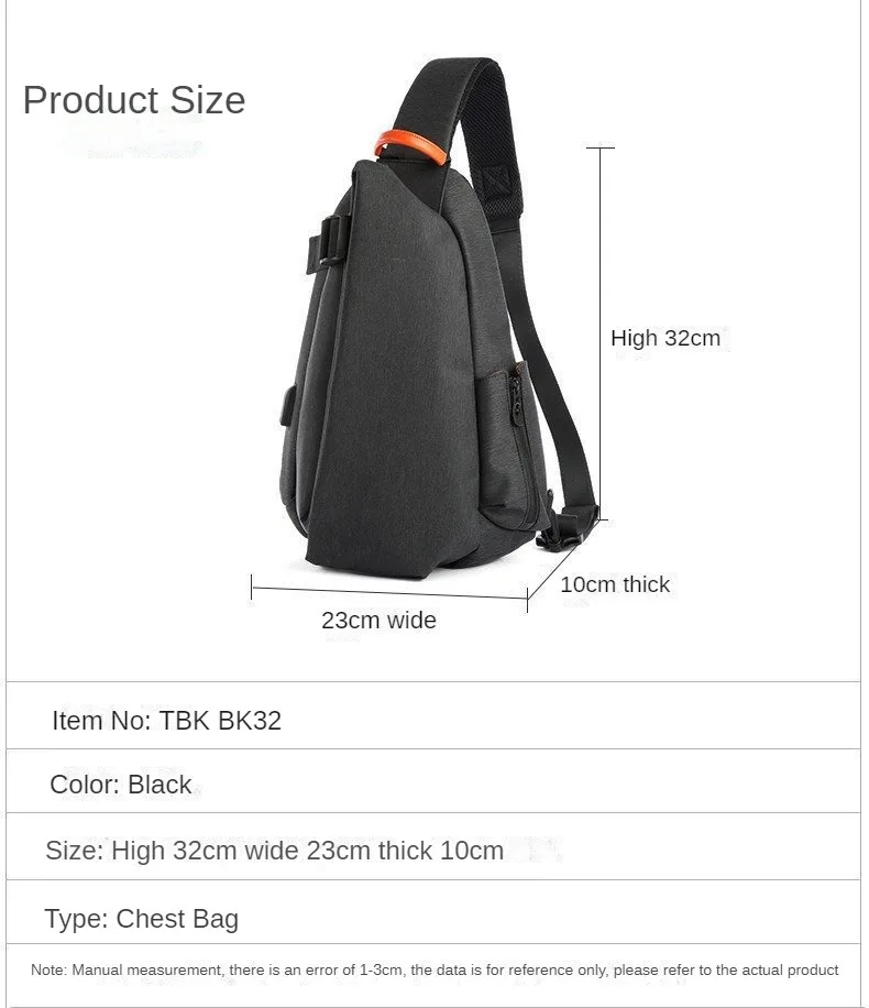 Multilayer Sports Chest Bag for Men, Functional Backpack, Shoulder Bag, Leisure Commuter, Crossbody Bag, Fashion