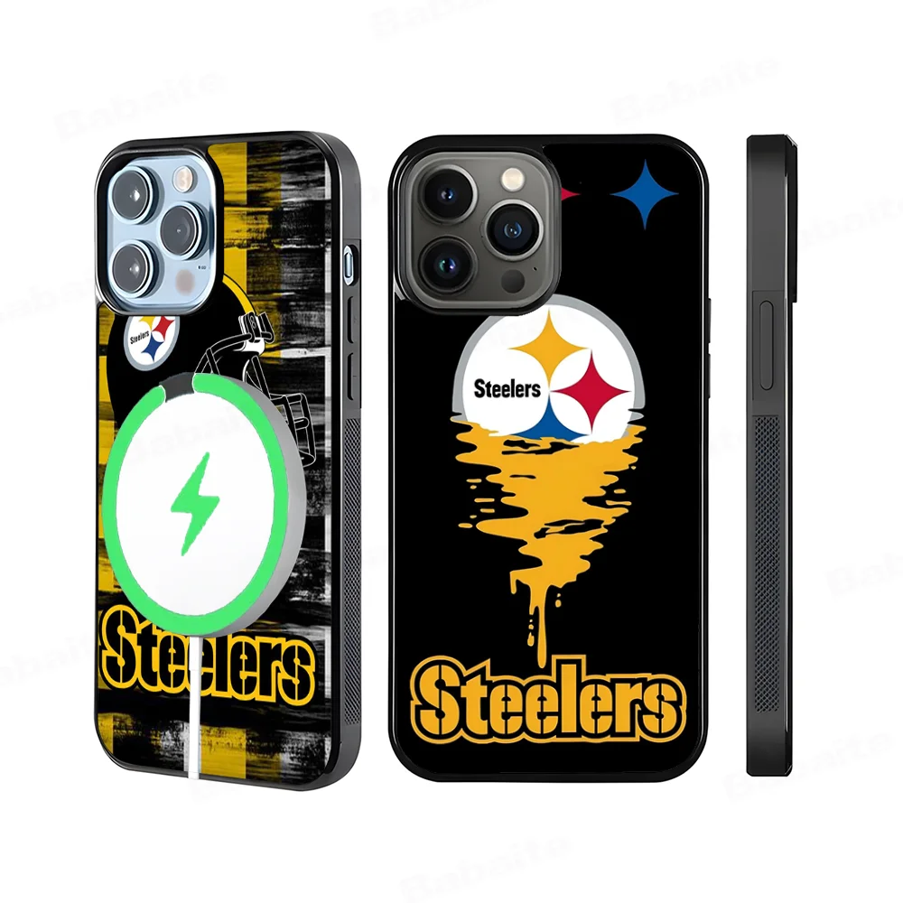 S-Steelers Team Phone Case Magnetic Case For iPhone 16 14 13 12 11 15 Pro Max Plus For Magsafe Wireless Charge Cover