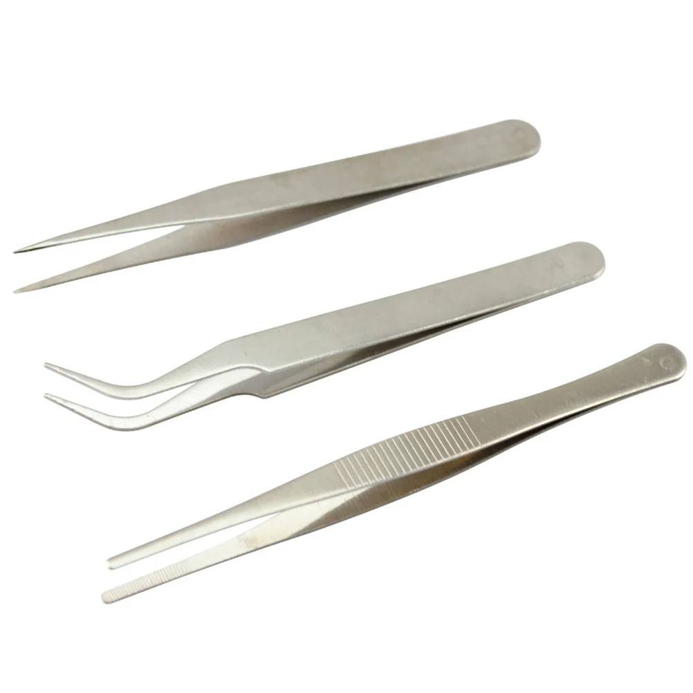 3Pcs Stainless Steel Assembly Repair Precision Mounting Tool Set Electronic Tweezers For Technician Repairing Plumber