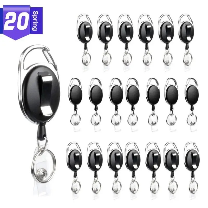 

20pcs for Key Ring with Carabiner Reel Clips Black Retractable for Key Holder Keychain Party Jewelry for Men Wome