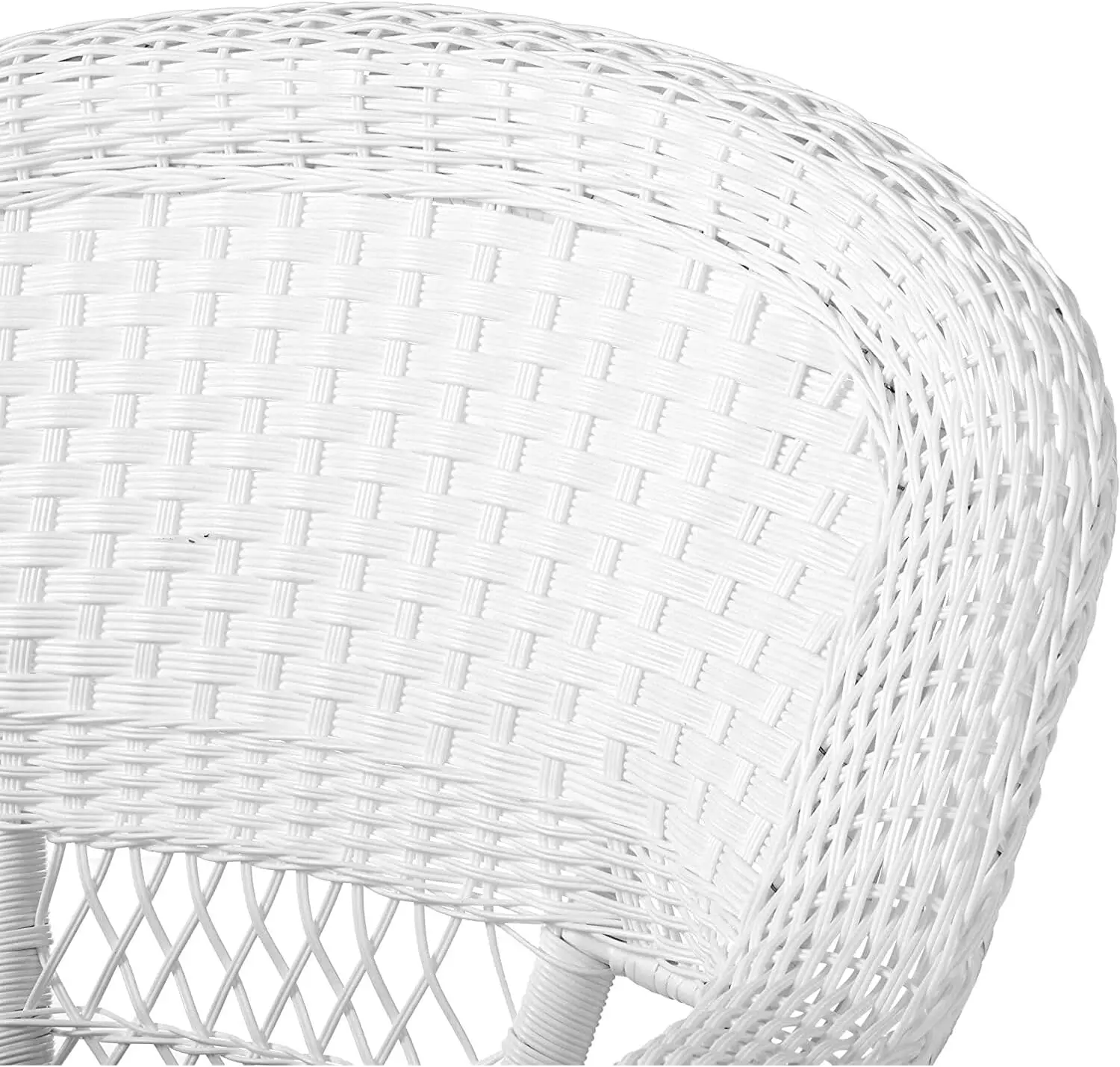 Carell Móveis Wicker Conversa Set, branco com almofadas azuis, 3 pcs