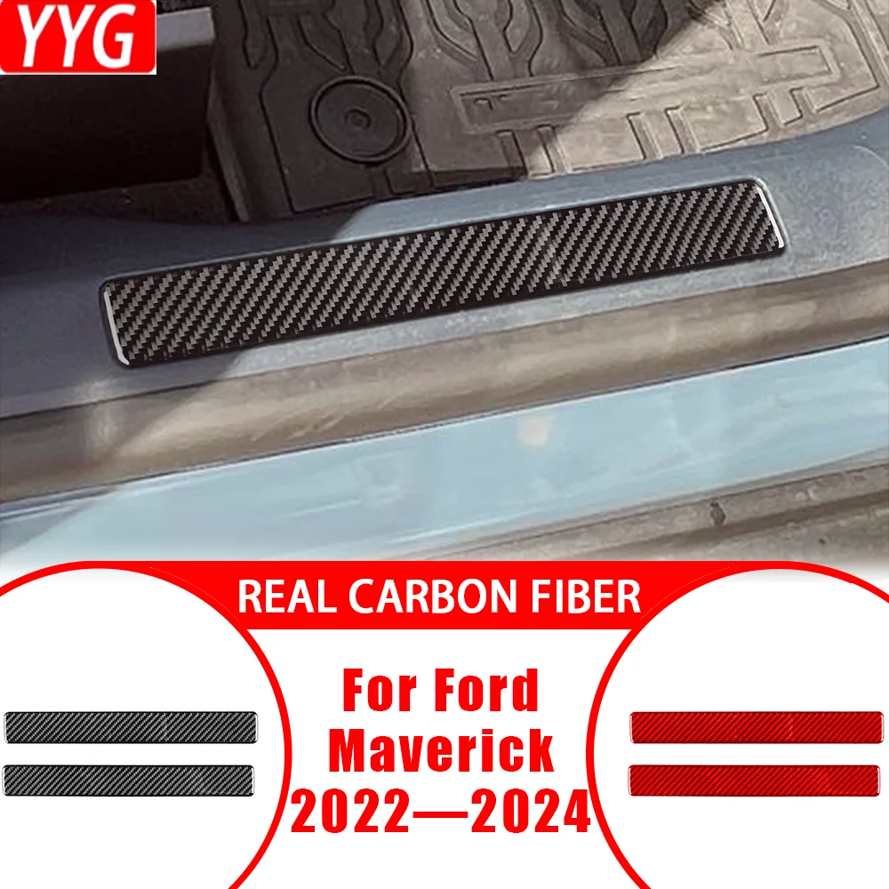 For Ford Maverick 2022—2024 Carbon Fiber Front Door Inner Threshold Panel Car Interior Accessories Cover Trim Modified Sticker