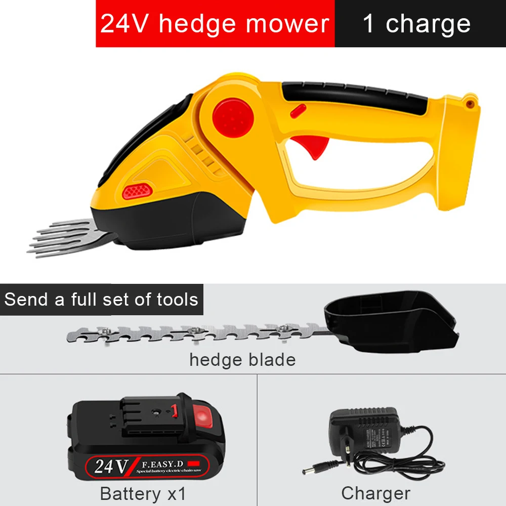 2 in 1 20V Cordless Electric Hedge Trimmer Rechargeable Handheld Household Lawn Mower Garden Bush Scissors Grass Scissors Tools