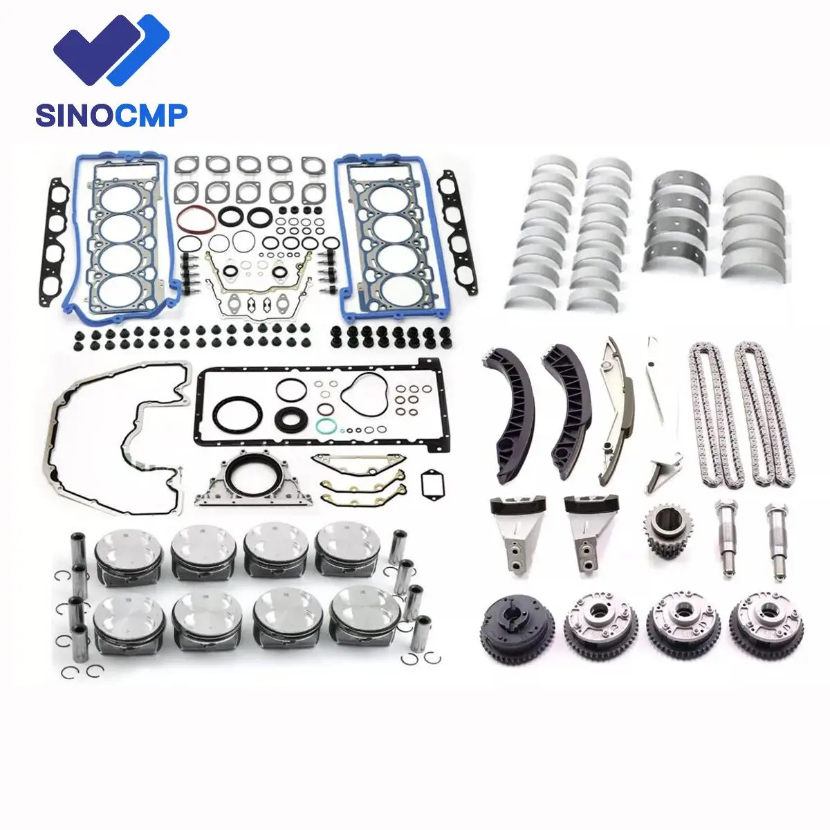 N62B48 Engine Overhaul Rebuild Kit Timing Chain Cam Gear VVT Adjuster For BMW N62 550i 650i 750i 750Li X5 E60 E61 E63 E64 4.8L