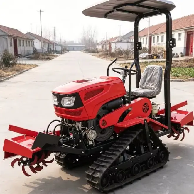 Customized 35 HP All-Terrain Crawler Cultivator, Export-Style Tractor Rotary Tiller, Integrated Ploughing Machine