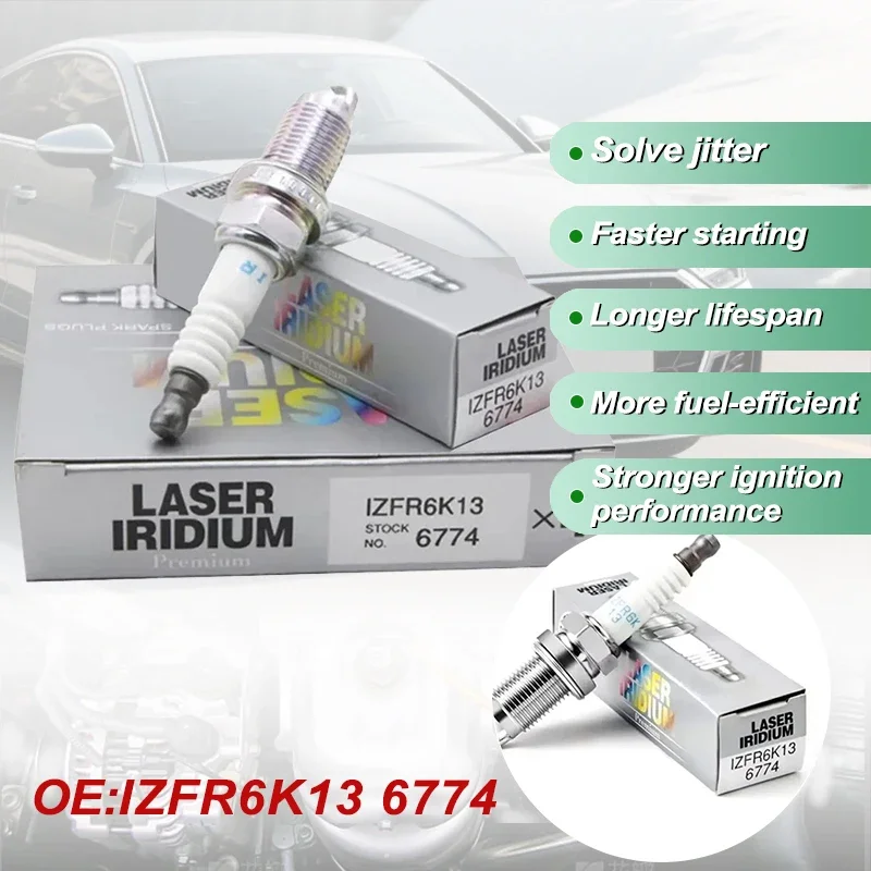 4Pcs Original IZFR6K13 6774 Brand New Laser Iridium Platinum Spark Plug For Honda Fit 2004-2014 CITY 2006-2015 CRIDERs1 1.5L