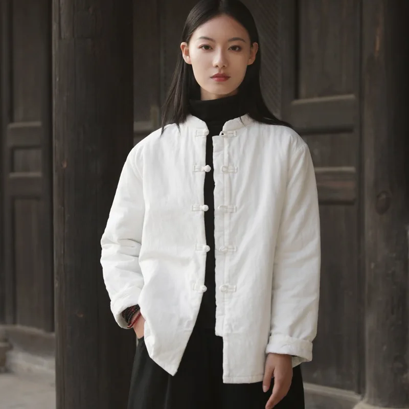 

Winter New Arrival Long Coat Cotton-Linen Blend Women's Clothing Traditional Chinese Style Vintage Quilted Warm Cotton Jacket