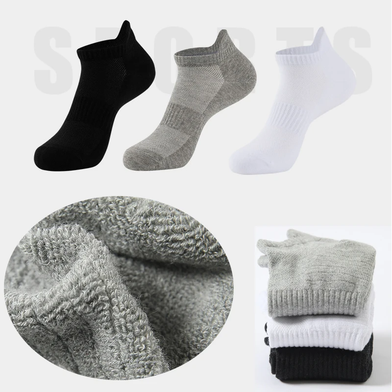 6 Pairs Men Ankle Socks Athletic Running Low Cut Sports Socks Breathable Casual Cushioned Tab Short Socks for Men Women