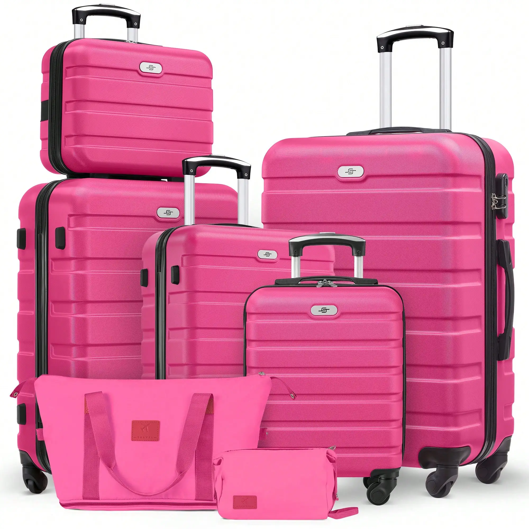 

4 Piece Luggage Set 20 Inch ABS Hardside Spinner Suitcase with Travel Bag Cosmetic Case for Holiday