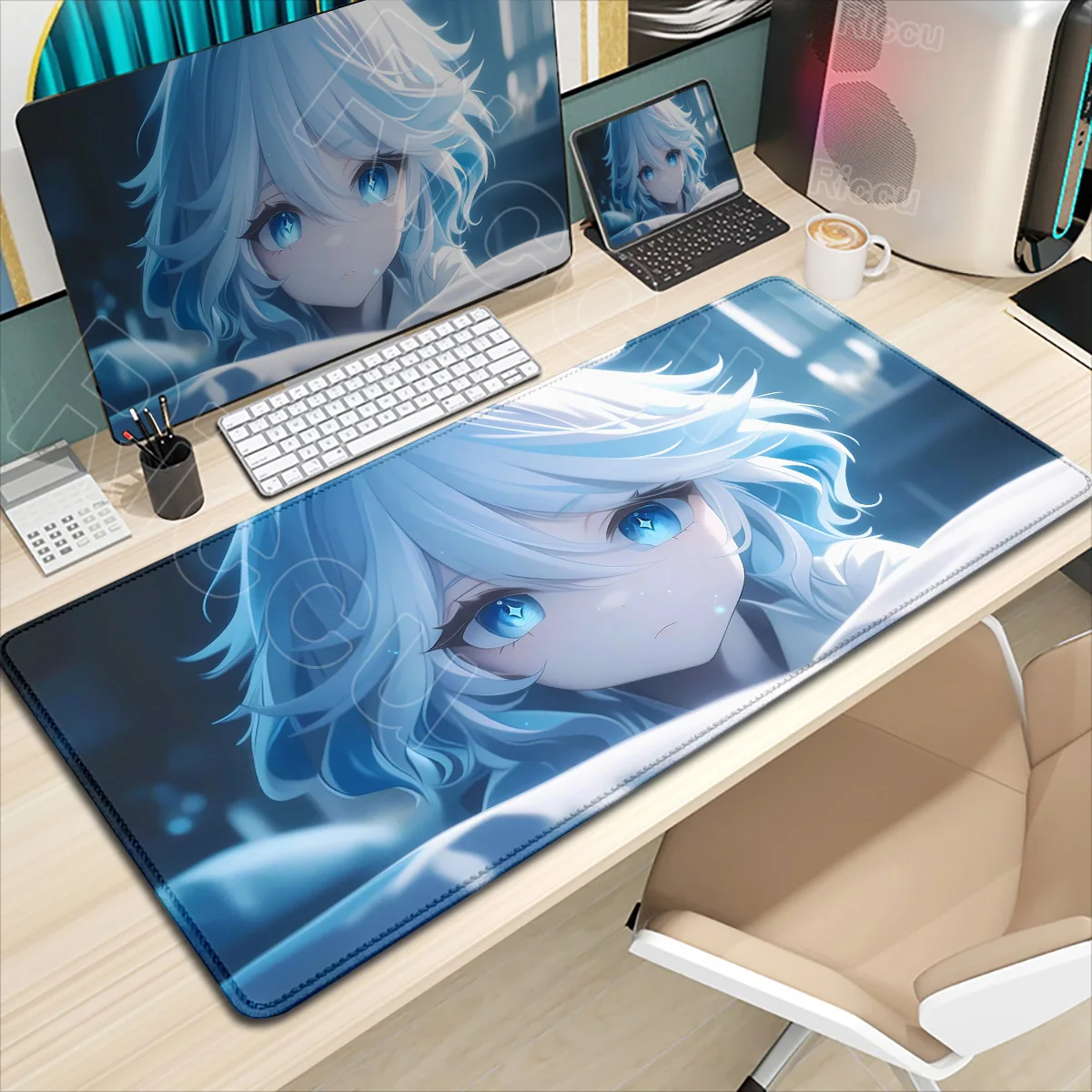 Many Pretty Wallpaper Furina Genshin Impact Mousepad Anime Girl Mouse Pad Mousepad E-Sports Desk Mat PC Large Cute Girl Mice Mat
