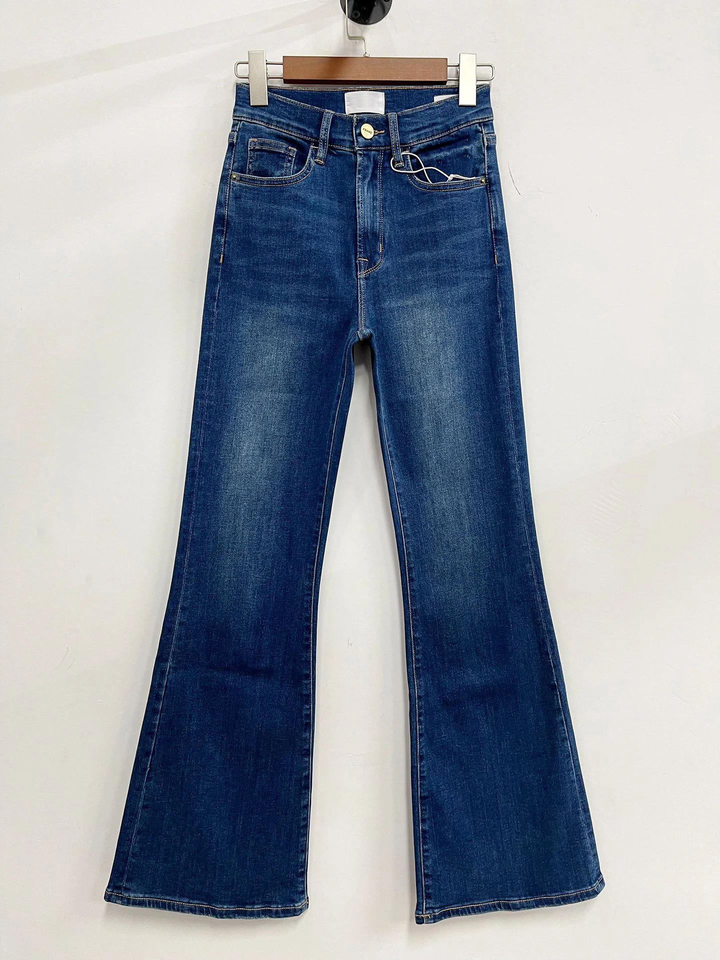 Women high waist elastic flared denim trousers 2023 new fashion slim lady jeans