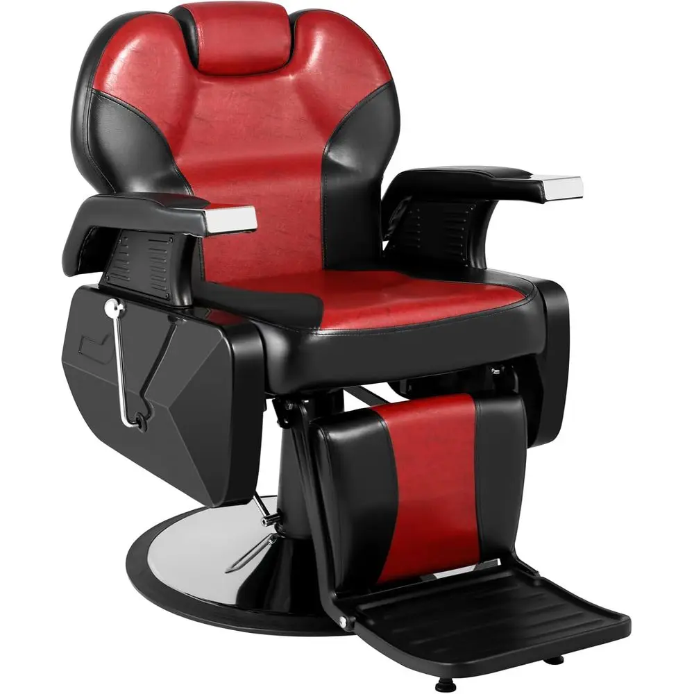 

Stylish 21 Hydraulic Chair with 450 lbs Capacity, Reclining Tattoo & Makeup Seat, Red/Black