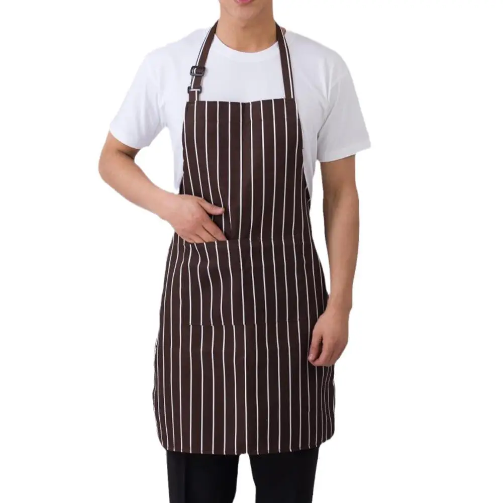 1pc Adjustable Adult Apron Striped Restaurant Chef Apron Outdoor Camping Picnic Kitchen Cook Aprons Kitchen Supplies