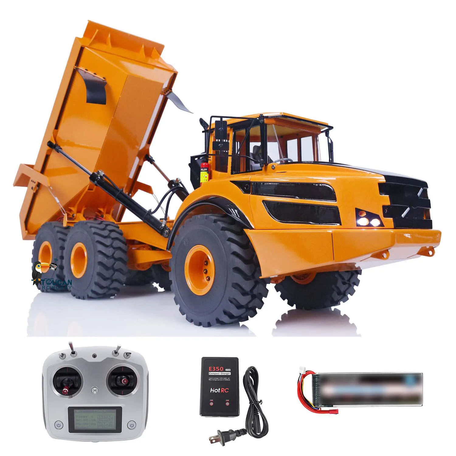 XDRC 1/14 A40G RC Hydraulic Articulated Truck RTR Metal Dumper 6*6 Heavy Duty Machine Model Lifting Car Light Sound Toy THZH1372