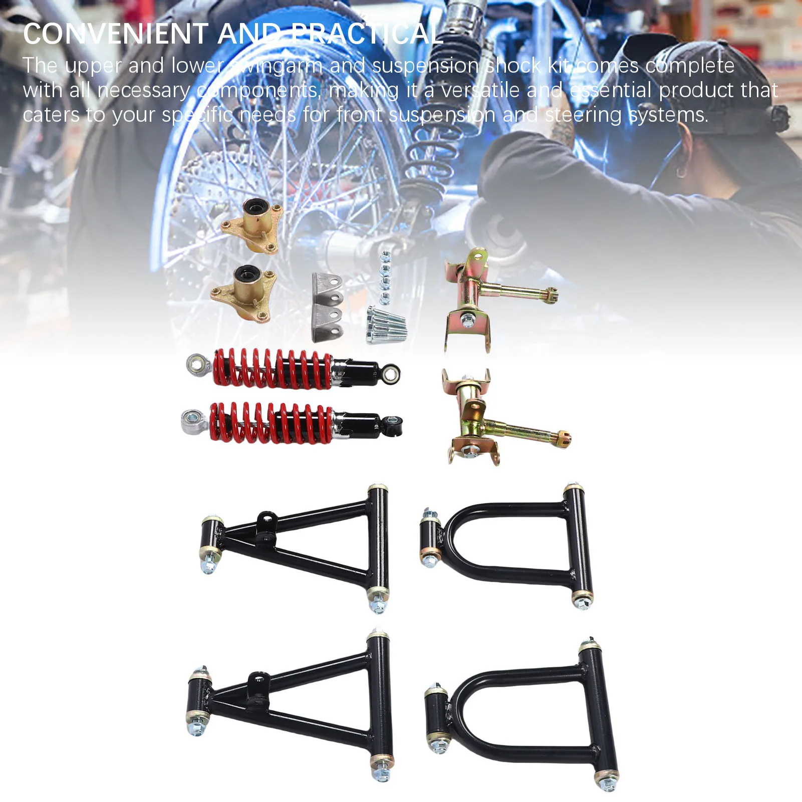 Front Suspension Swingarm Assembly Reduce Vibration High Strength Upper and Lower Swingarm  Fit for ATV for Quad Bike