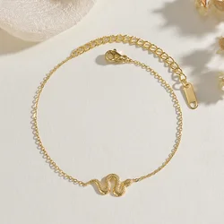Simple Golden Animal Snake Stainless Steel Bracelet for Women Men New Waterproof Fashion Jewelry