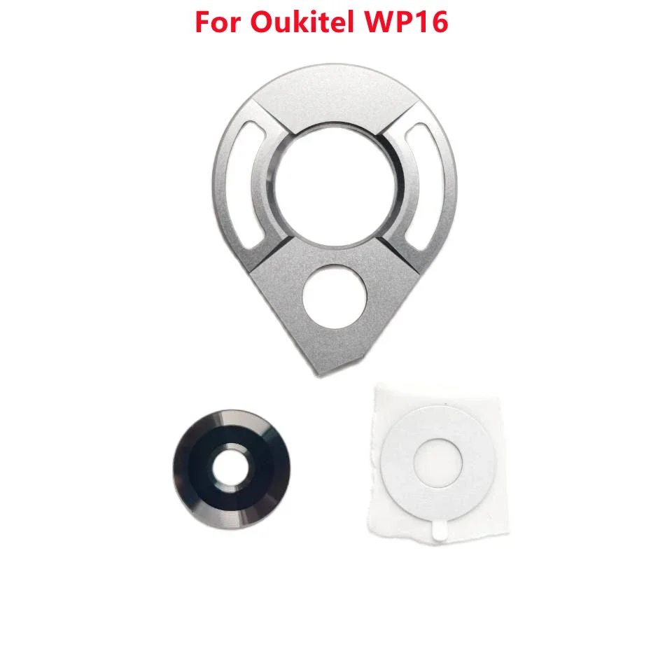 Original For Oukitel WP16 Cell Phone Back Camera Lens Glass Cover Repair Part+Decrotative Frame Metal Case