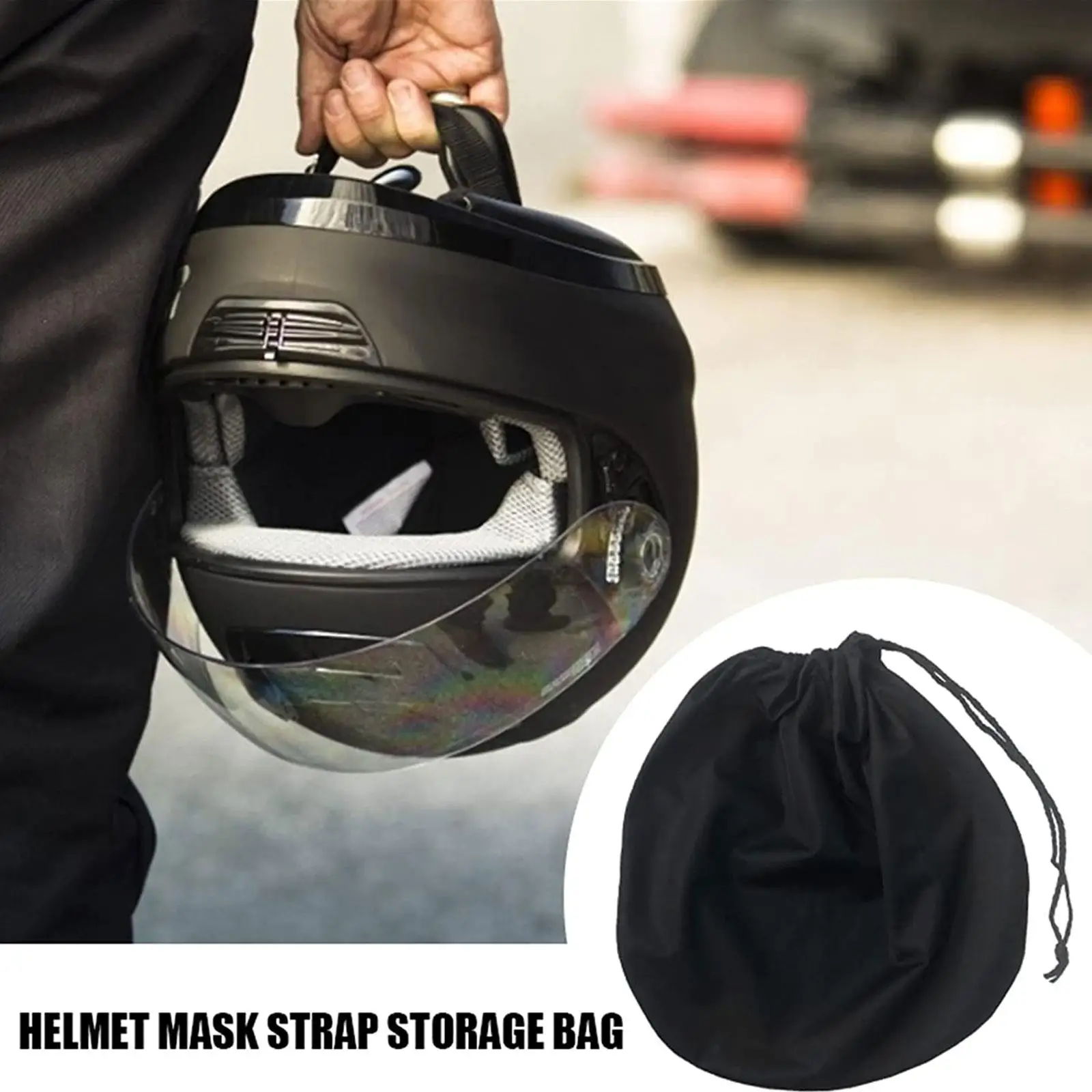 Sac de rangement pour casque, pochette en peluche douce avec cordon de serrage, anti-poussière, bonne ténacité, demi-casque complet, pour moto, cyclisme, Scoot E0Y3