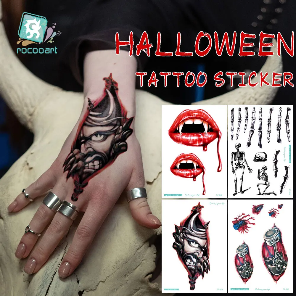 All Saints' Day Scars Tattoo Stickers Wounds Bleeding Skeletons Scary  Halloween Party Dress Up Masquerade Ball Temporary Tary