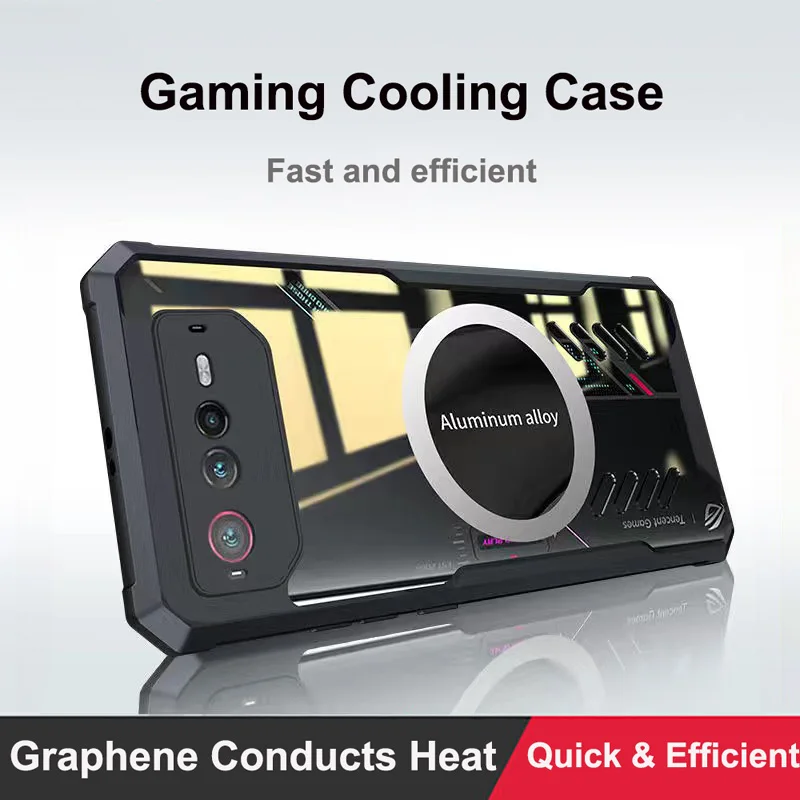 For ASUS ROG Phone 6 Case For ROG 6 Pro 5G Aluminum Alloy Heat Dissipation Graphene Cooling Shell + Wireless magnetic radiator