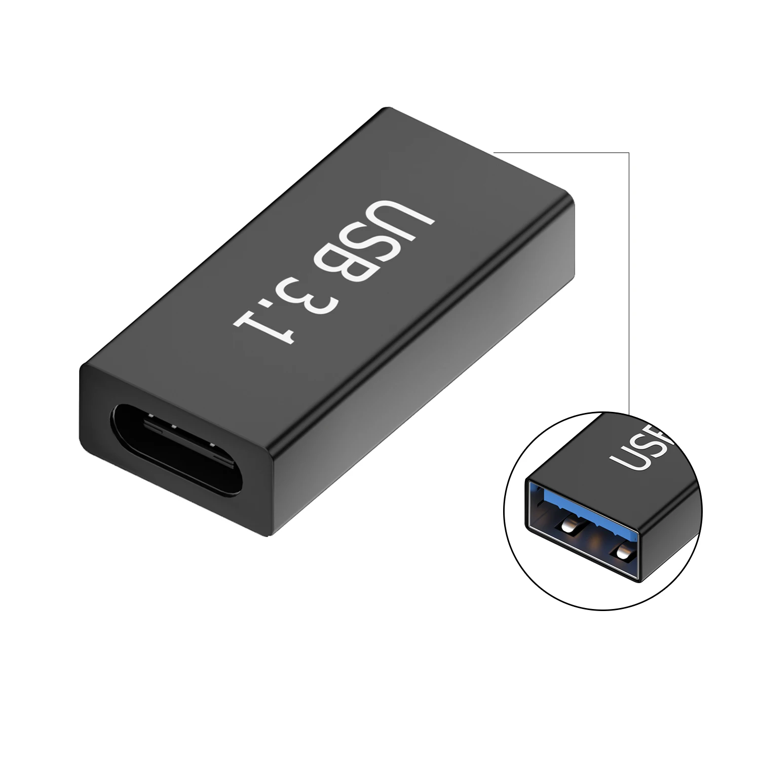 USB 3.0 A Female to USB 3.1 C Female Adapter 10Gbps Bi-Directional Connector Charging Data Sync for MacBook iPhone Laptop